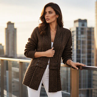 Solenna | Cárdigan Cruzado de Punto con Botones Decorativos para Mujer