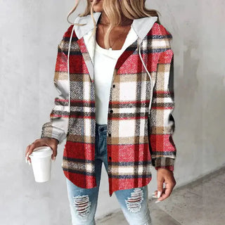 Shanie | Chaqueta a Cuadros con Capucha Integrada para Mujer