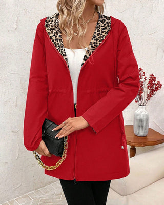Solvane | Chaqueta Reversible con Capucha para Mujer y Estampado de Leopardo
