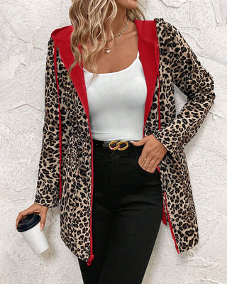 Solvane | Chaqueta Reversible con Capucha para Mujer y Estampado de Leopardo