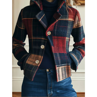 Amelia | Chaqueta Entallada de Cuadros para Mujer con Botones Frontales